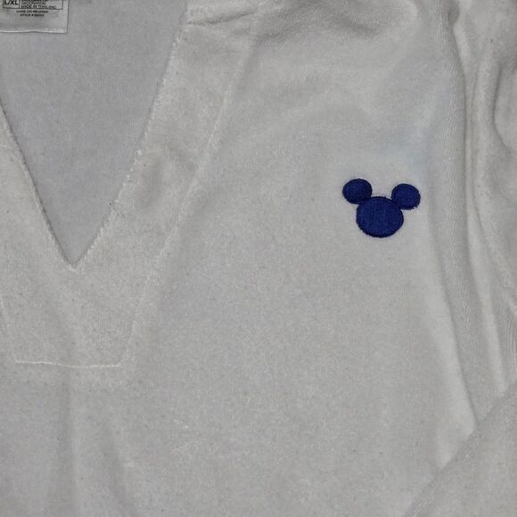 Disney White Hooded Cover-Up with Blue Embroidered Logo - Picture 2 of 3